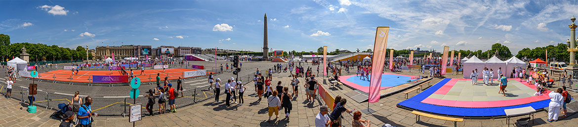 Structures événementielles et aménagement d'espaces pour la journée olympique à Paris